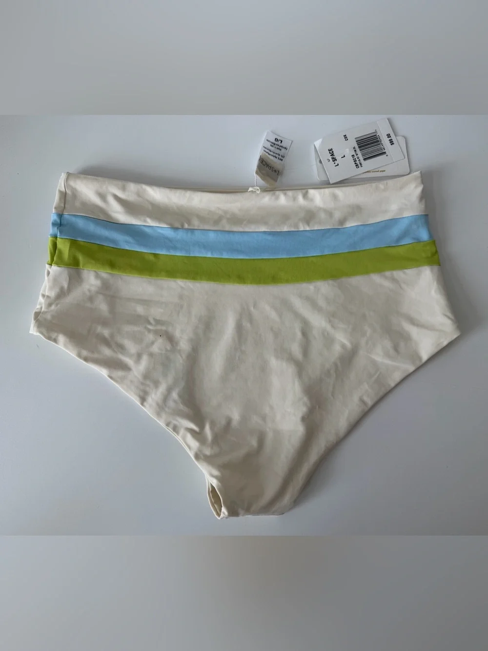 NWT L*Space Rebel Stripe Bandeau Bikini Top & High-Waisted Bottom Set, Size L